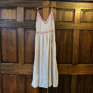 Japan Striped Maxi Dress with Pink Accents